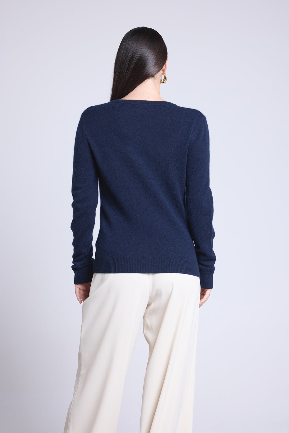 Jersey de cuello en V Luna - Azul marino - Mujer