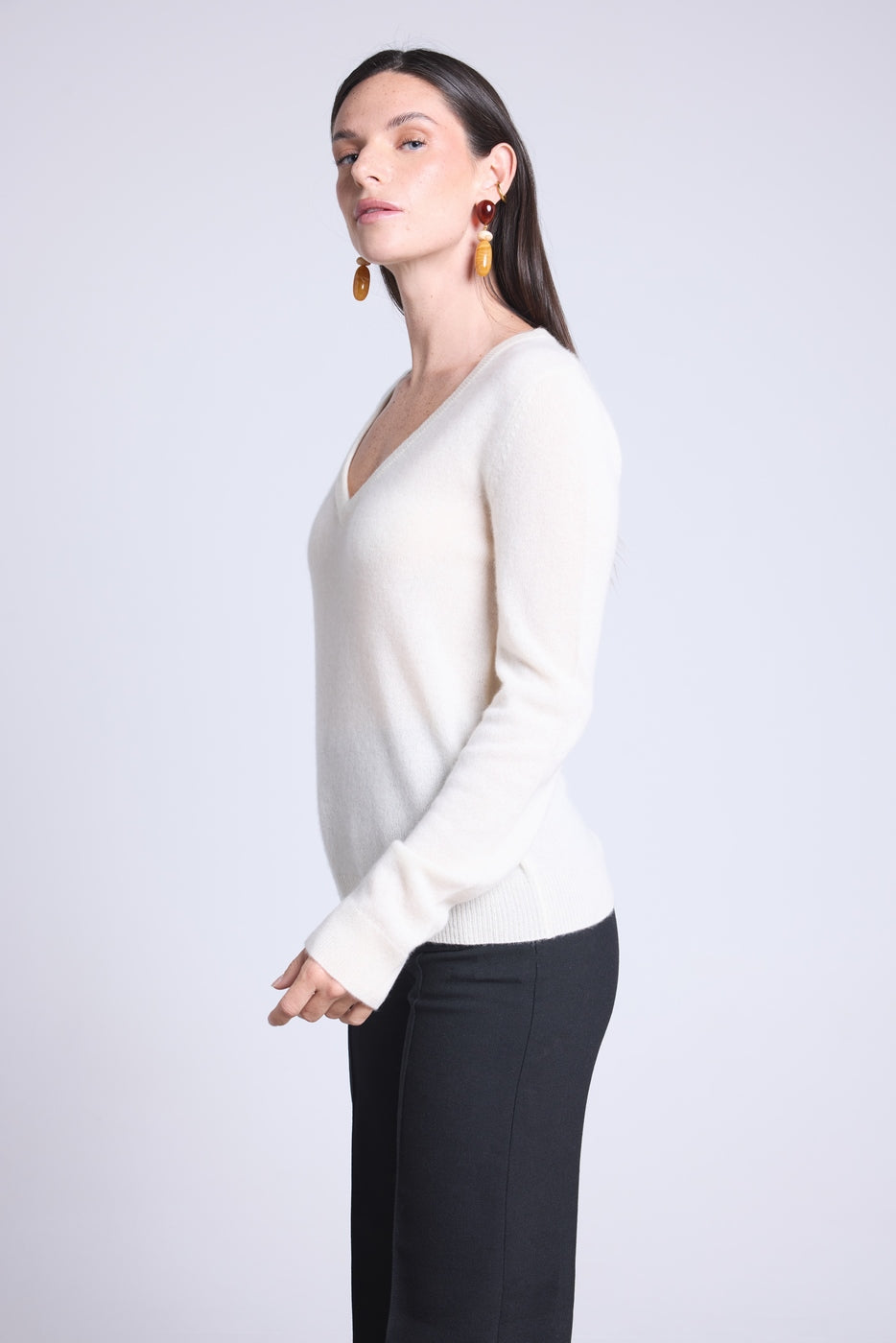 Pull Col V Luna - Blanc - Femme