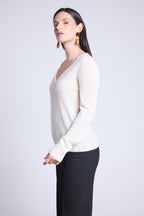 Pull Col V Luna - Blanc - Femme