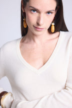 Luna V-Neck Sweater - White - Women