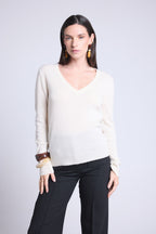 Pull Col V Luna - Blanc - Femme