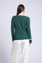 Jersey Cuello V Luna - Verde Botella - Mujer