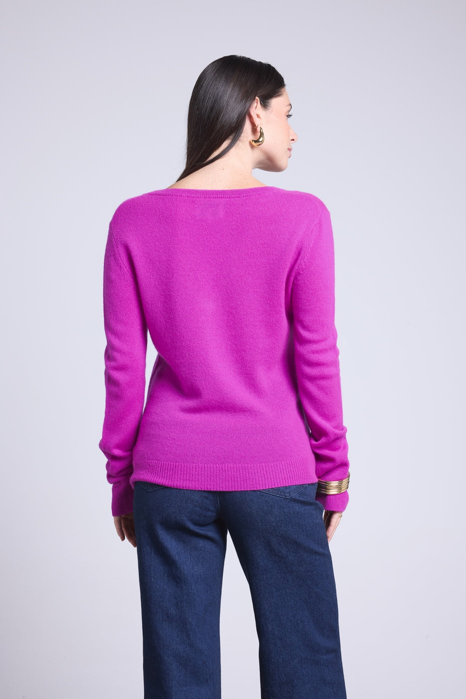 Jersey de cuello en V Luna - Violeta flúor - Mujer