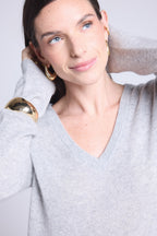 Jersey de cuello en V Luna - Gris claro - Mujer