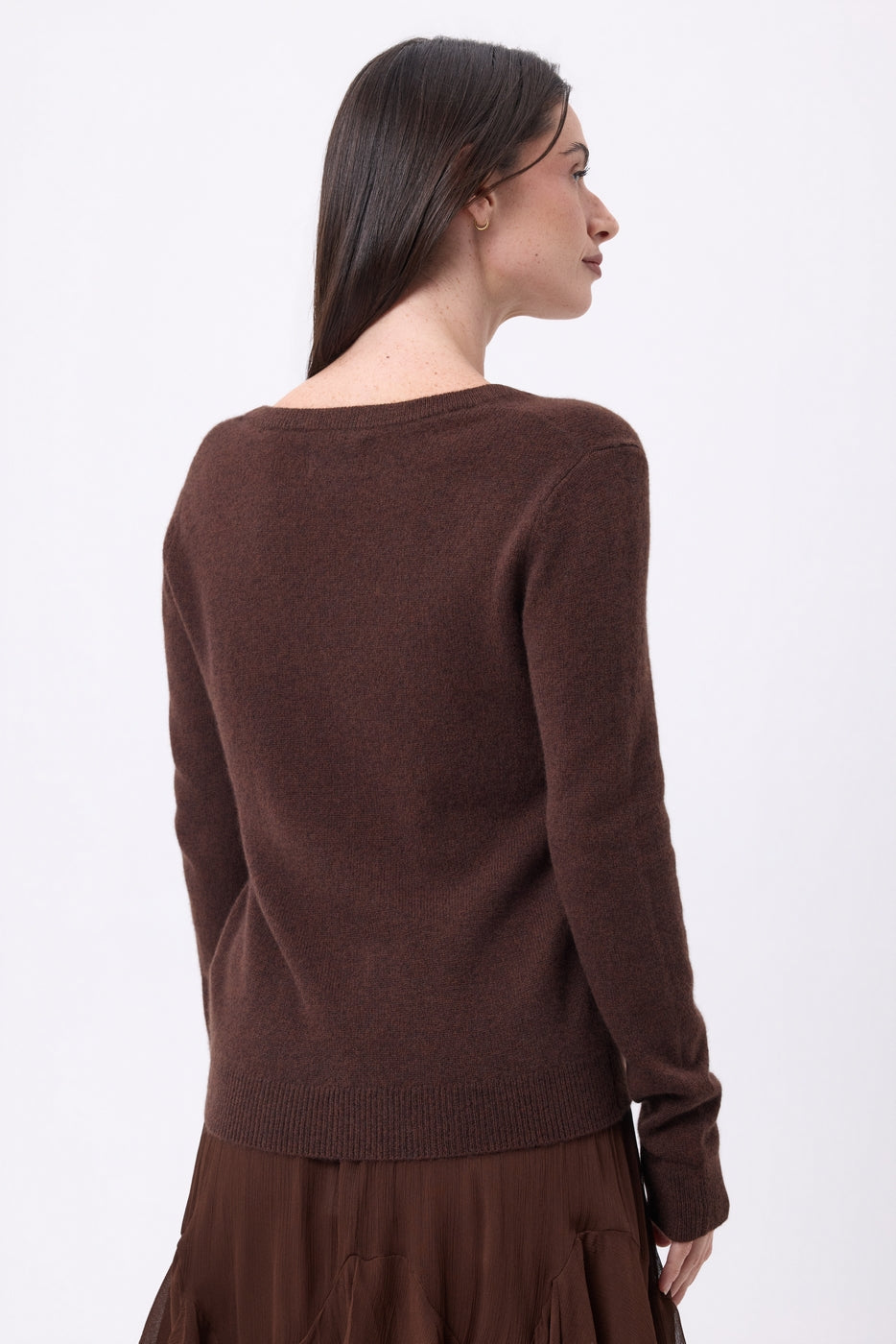 Luna V-Neck Jumper - Chocolate Brown - Women