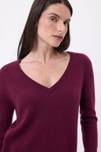 Pull Col V Luna - Lie-De-Vin - Femme