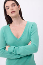 Pull Col V Luna - Vert Pastel - Femme