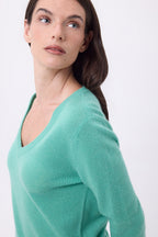 Pull Col V Luna - Vert Pastel - Femme