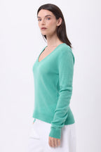 Pull Col V Luna - Vert Pastel - Femme