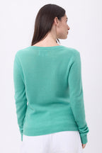 Pull Col V Luna - Vert Pastel - Femme
