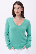 Pull Col V Luna - Vert Pastel - Femme