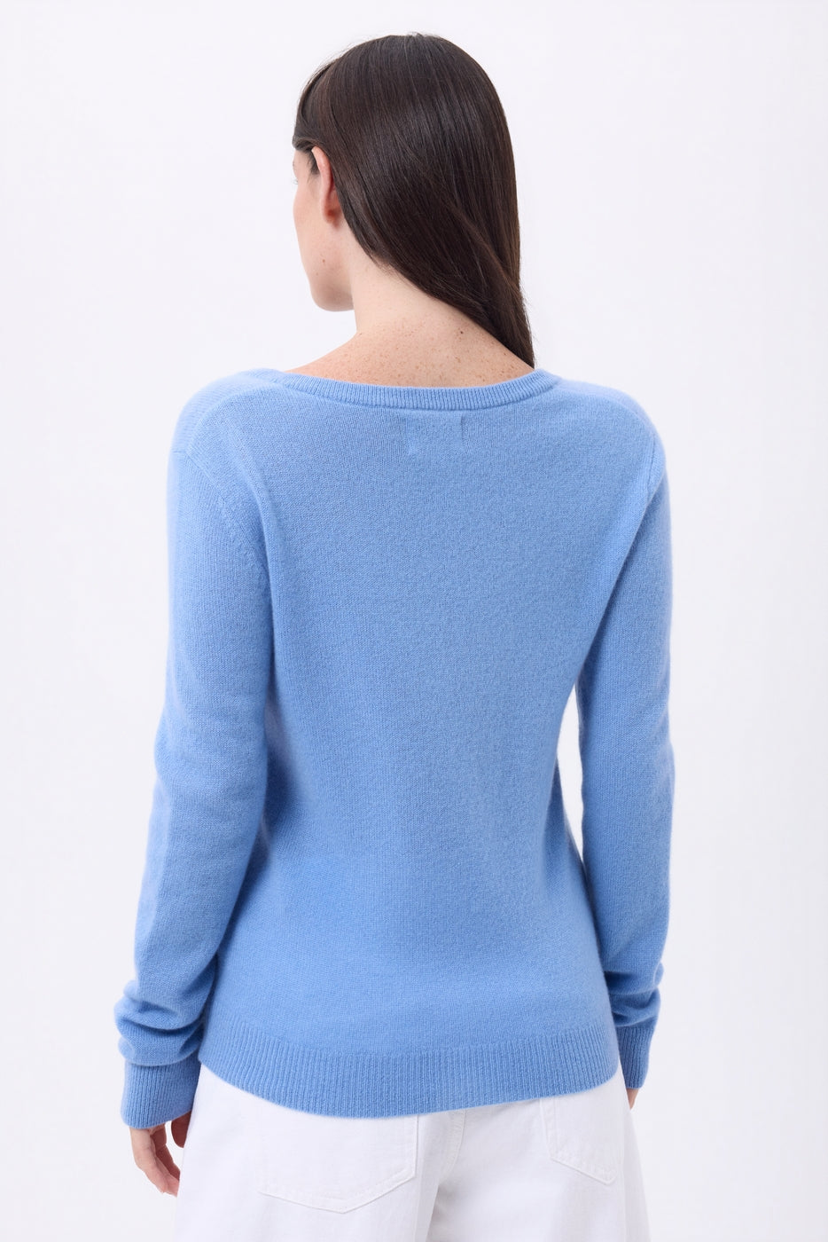 Jersey de cuello en V Luna - Azul cielo - Mujer