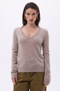 Pull Col V Luna - Noisette - Femme
