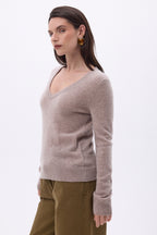 Pull Col V Luna - Noisette - Femme