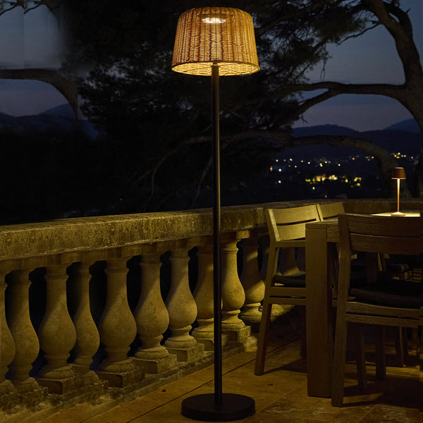 Mateo - Solar Floor Lamp - Polyrattan - Beige