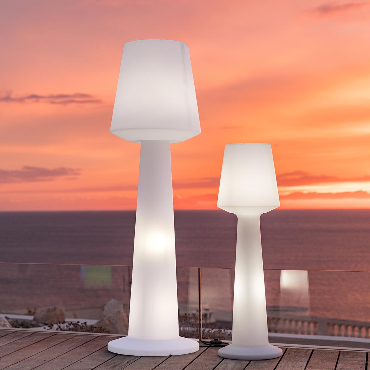 Bright wired design floor lamp for exterior powerful lighting white LED AUSTRAL H110cm E27 base - REDDECO.com