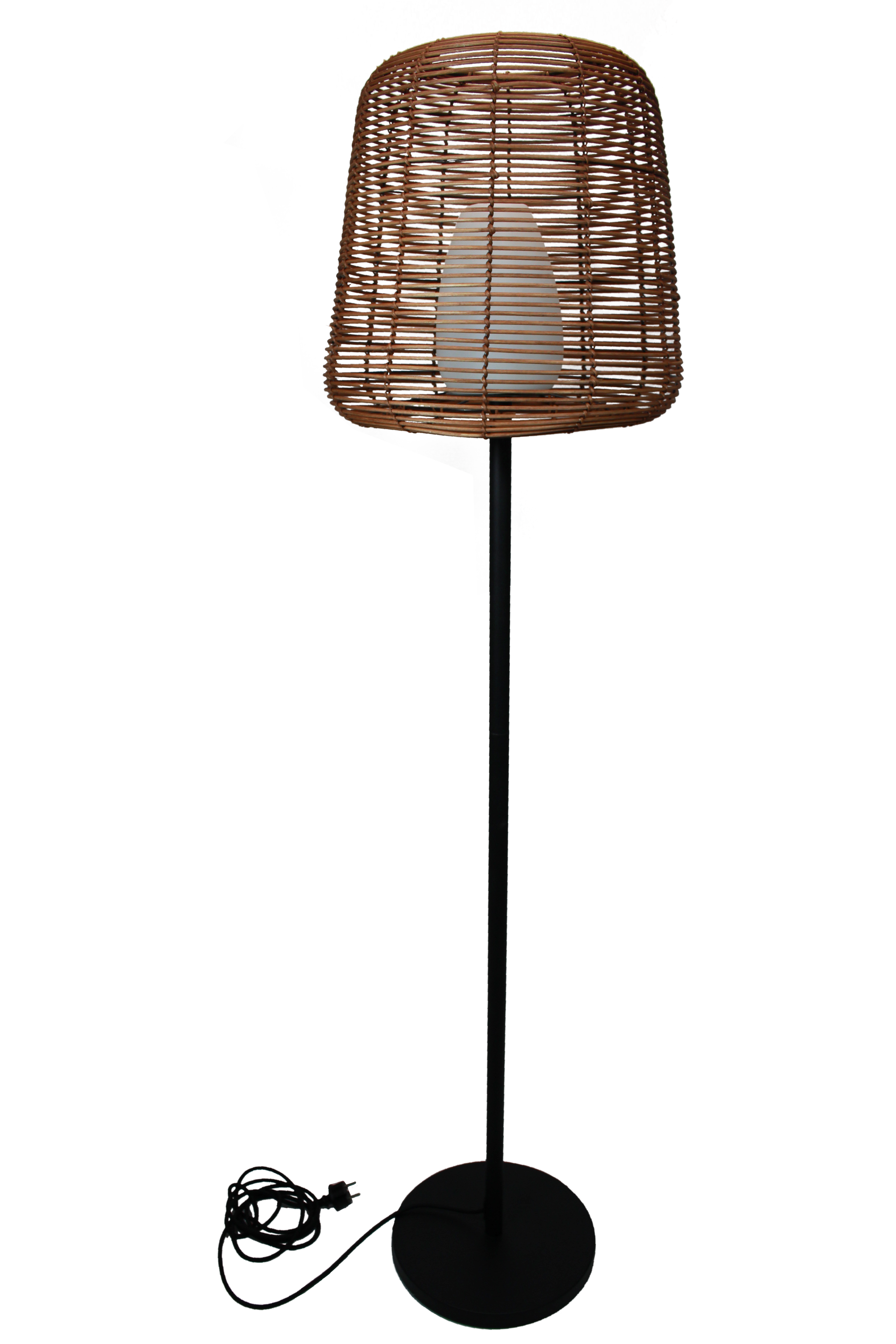 Lámpara de pie de diseño de polirratán cableado para exterior blanco LED TALL BOHEME H150cm base E27 - REDDECO.com