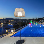 Lámpara de pie de diseño de polirratán cableado para exterior blanco LED TALL BOHEME H150cm base E27 - REDDECO.com
