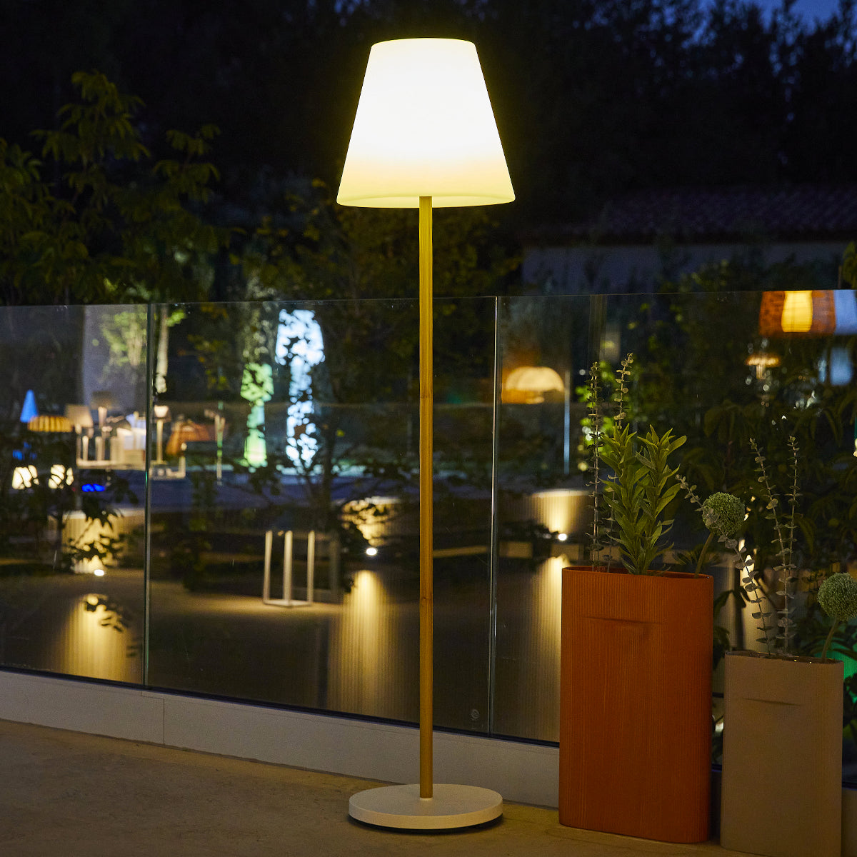 Wood - Lampadaire Solaire - Acier - Beige