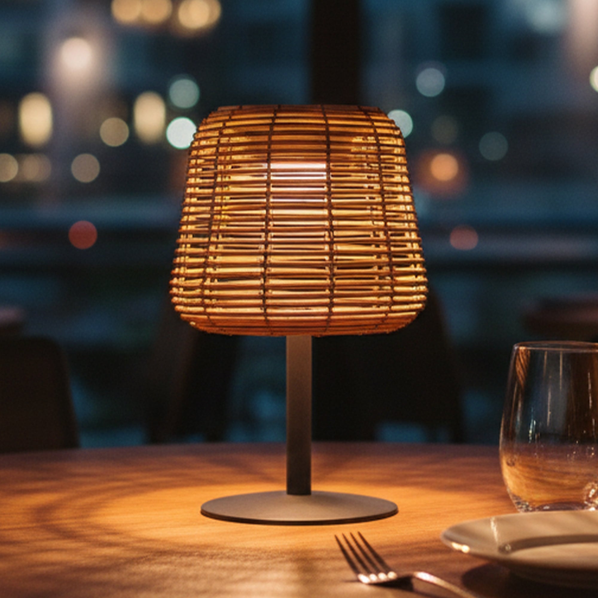 Boheme - Lampe De Table Solaire - Polyrotin - Marron
