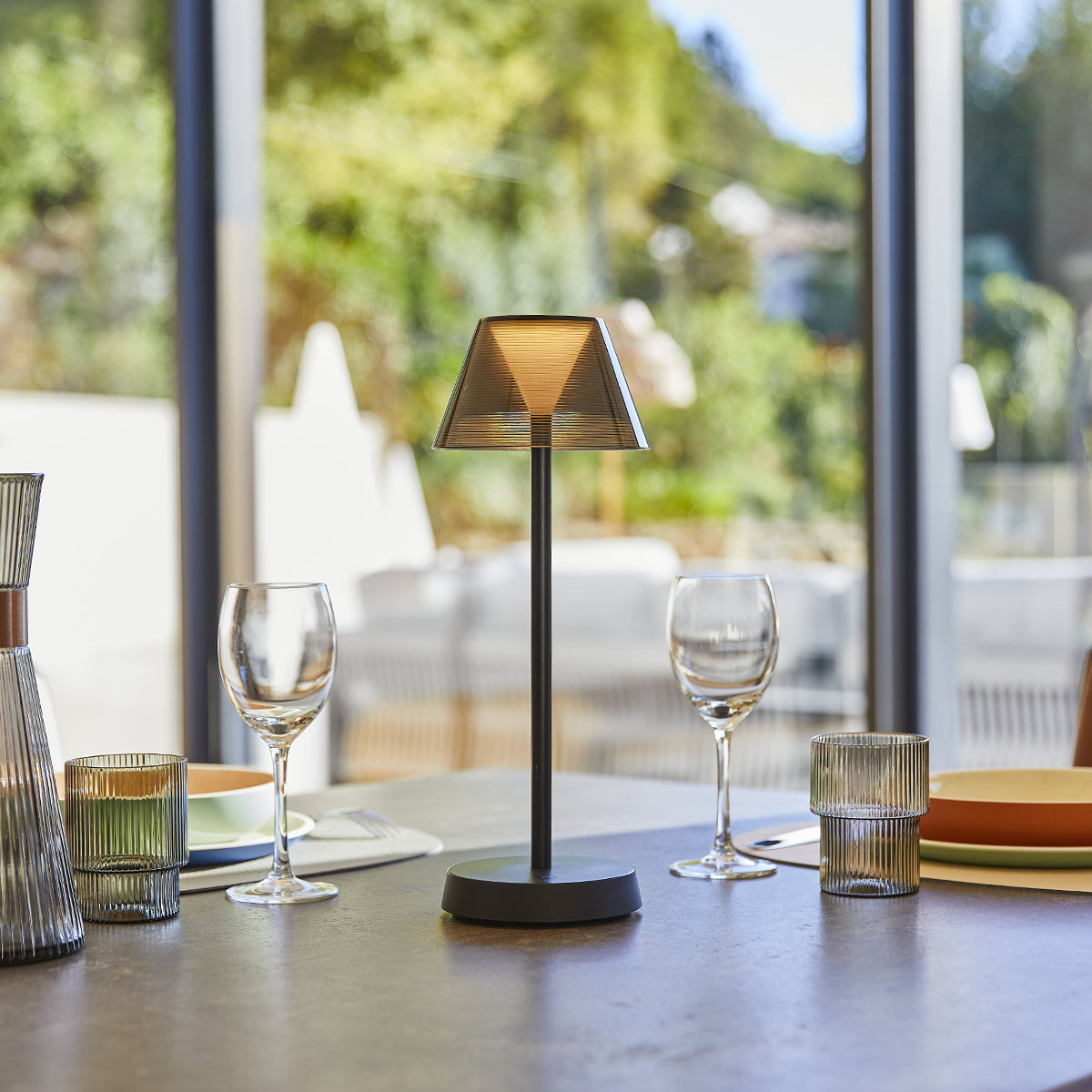 Beverly - Lampe De Table Sans Fil - Plastique - Noir
