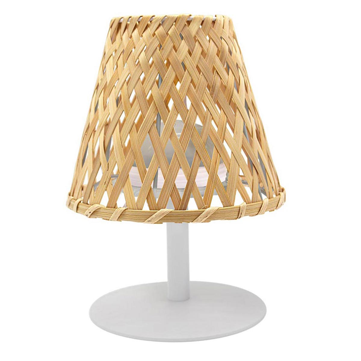 Cordless table lamp natural bamboo LED warm white/white dimmable IBIZA H26cm - REDDECO.com