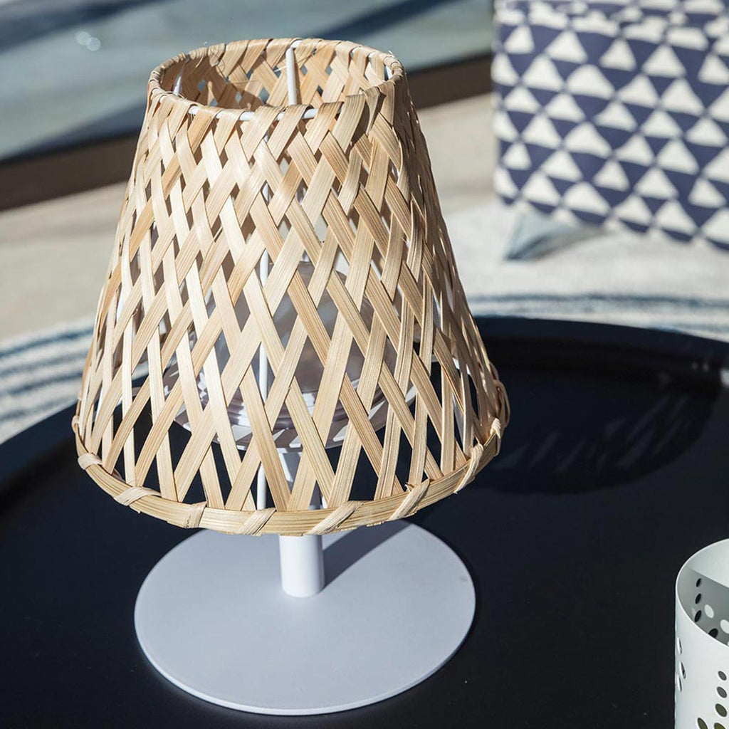 Cordless table lamp natural bamboo LED warm white/white dimmable IBIZA H26cm - REDDECO.com