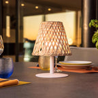 Cordless table lamp natural bamboo LED warm white/white dimmable IBIZA H26cm - REDDECO.com