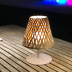 Cordless table lamp natural bamboo LED warm white/white dimmable IBIZA H26cm - REDDECO.com