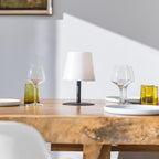 Cordless table lamp black steel base warm white/white LED dimmable STANDY MINI Dark H25cm - REDDECO.com