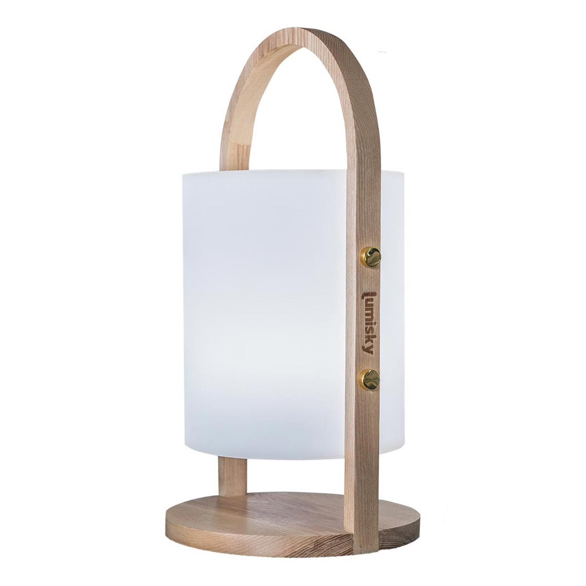Wireless lantern Scandinavian design natural wood handle LED warm white/white dimmable WOODY H37cm - REDDECO.com