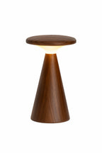 Gingko Design – Lámpara de mesa Sylva - Nogal - 2 tamaños, lámpara de mesa de madera oscura con pantalla luminosa blanca, vista frontal