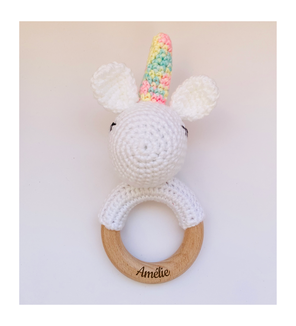 Personalized Crochet Baby Rattle