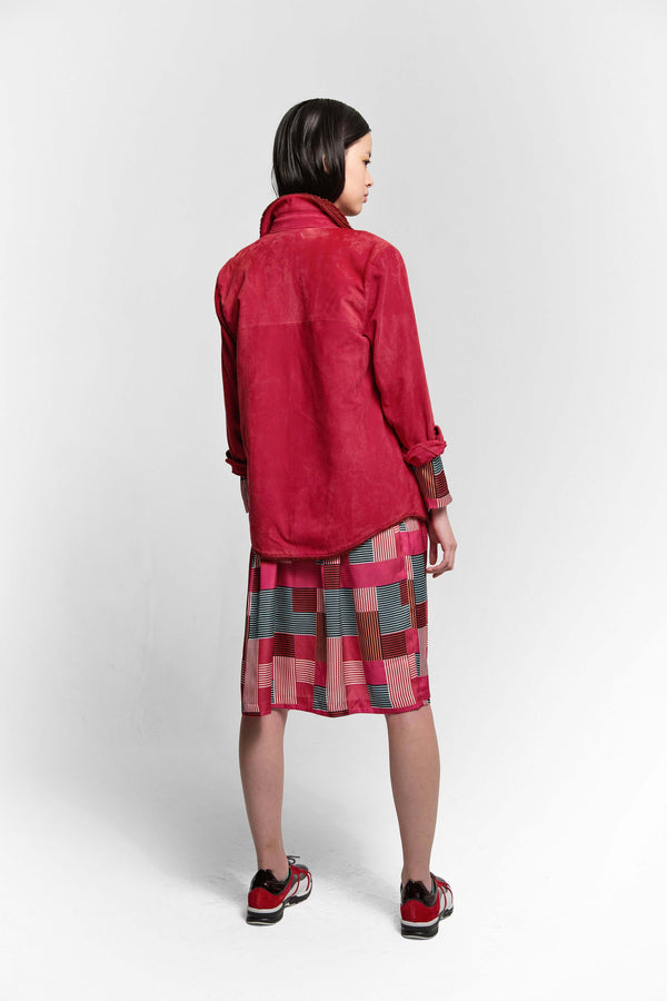 Dori Shirt In Fuchsia Leather