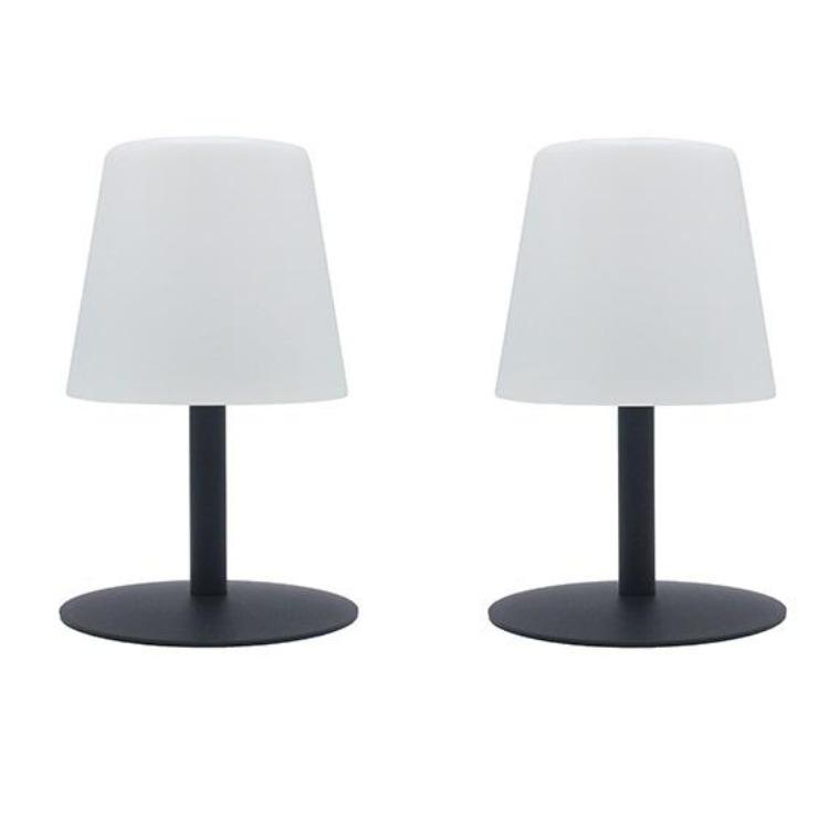 Set de 2 Lámparas de mesa inalámbricas base acero gris LED blanco cálido/blanco regulable STANDY MINI Rock H25cm - REDDECO.com