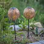 Set of 2 oriental style solar beacons to plant warm white LED AGADIR H45cm - REDDECO.com