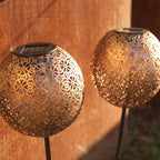 Set of 2 oriental style solar beacons to plant warm white LED AGADIR H45cm - REDDECO.com