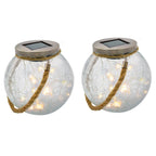Set of 2 cracked glass solar balls to place with rope handle micro warm white LED CRACK BALL CORD H13cm - REDDECO.com