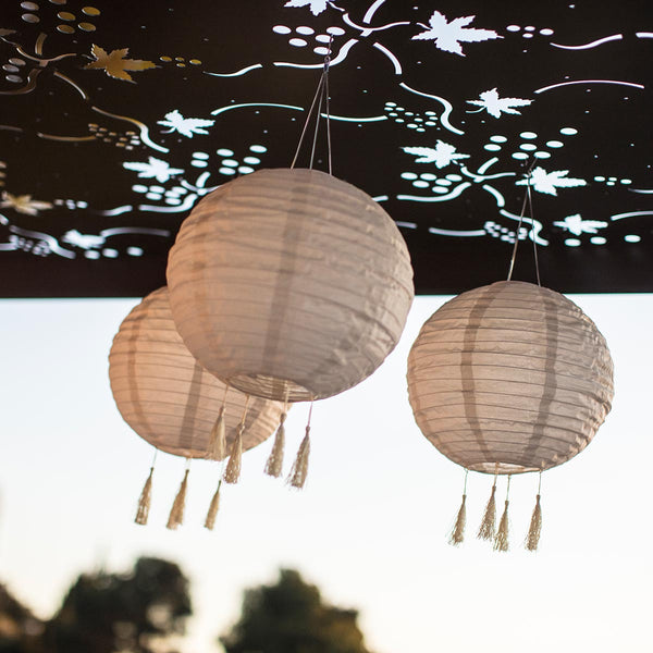 Set of 3 solar lanterns Chinese lantern cream festive wedding warm white LED HIMALAYA ∅30cm - REDDECO.com