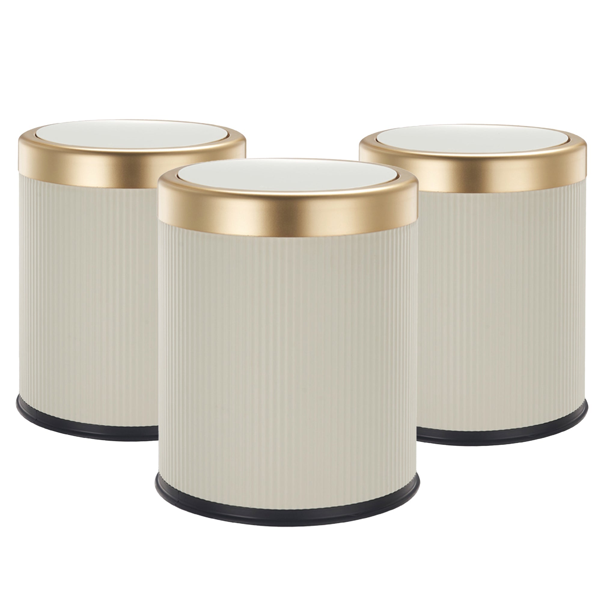 Glint - 3 Bathroom Push Bins 8L - Plastic - Gold