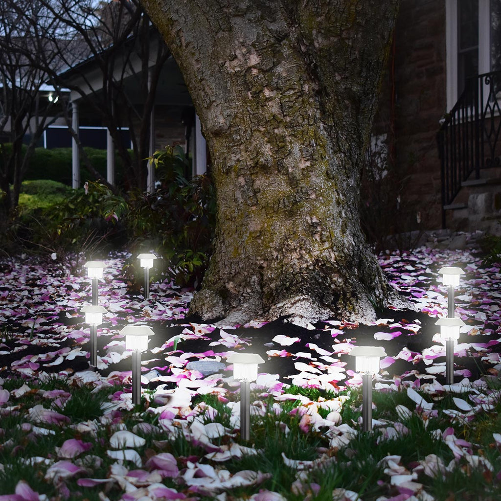 Set of 8 stainless steel solar beacons to plant for white LED driveway ALESIA H39cm - REDDECO.com