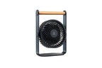 Gingko Design – Ventilatore Portatile Lyra - Grigio Siderale, ventilatore da tavolo nero con manico in legno, vista frontale