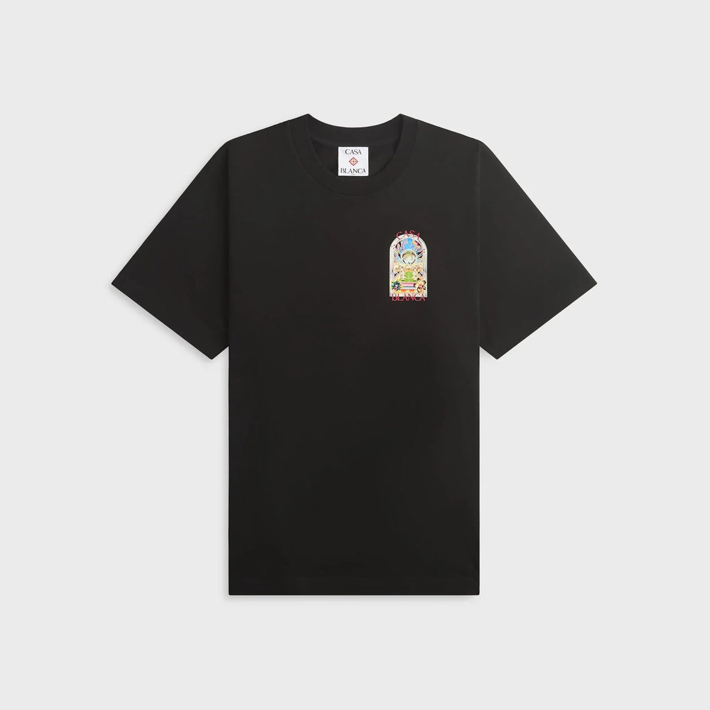 T-shirt męski Casablanca Black Tennis Landscape z krótkim rękawem – Black