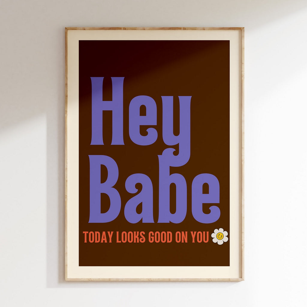 Groovy - Affiche Hey Babe - Marron