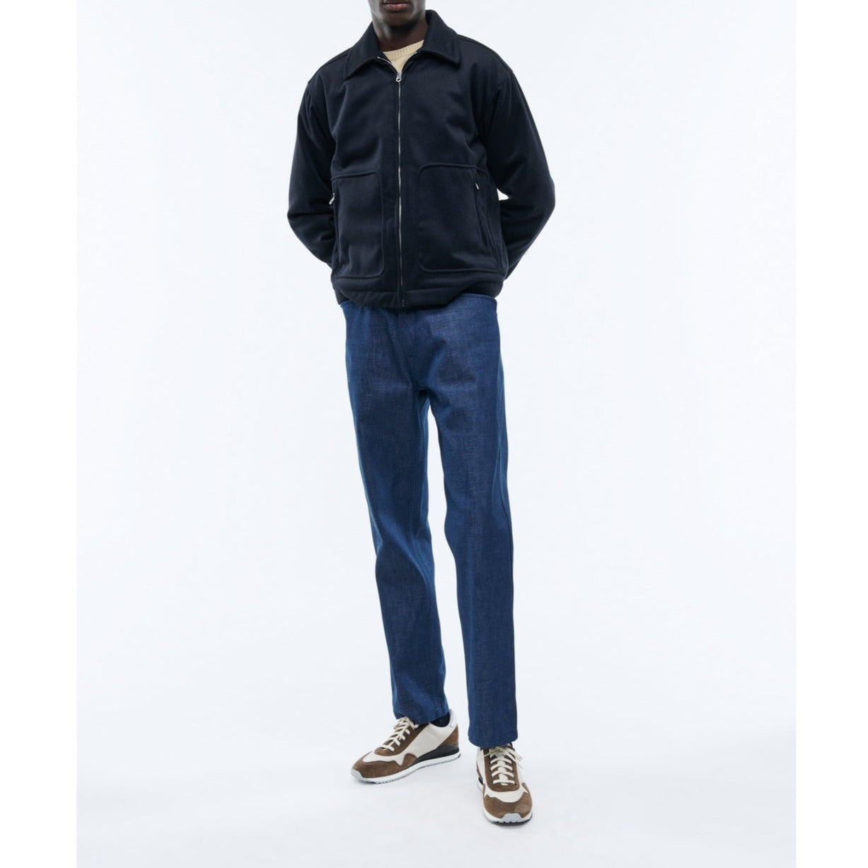 Fursac - Blouson En Drap De Laine Mélangée - Petrole - Homme