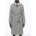 Fursac - Manteau Long À Ceinture En Laine - Noir Et Blanc