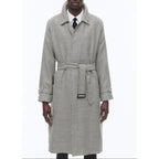 Fursac - Manteau Long À Ceinture En Laine - Noir Et Blanc