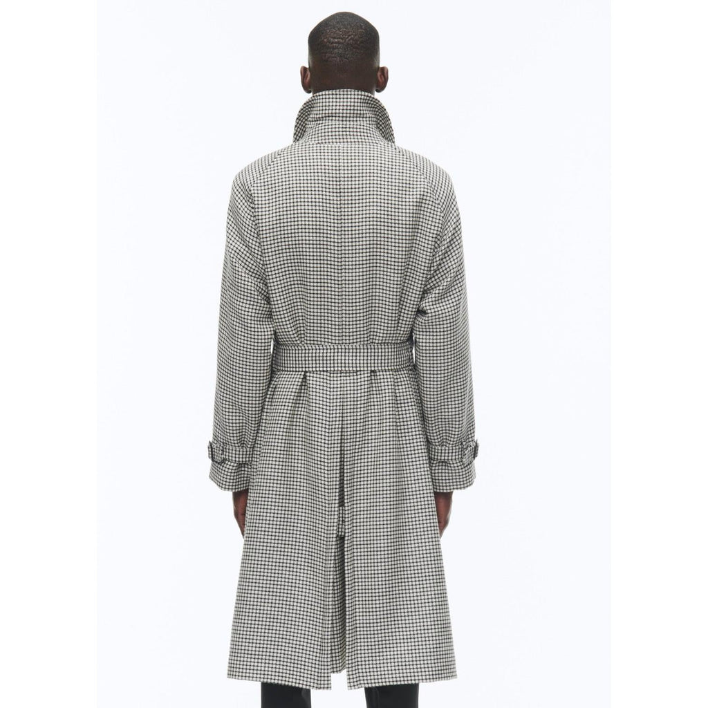 Fursac - Manteau Long À Ceinture En Laine - Noir Et Blanc