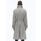 Fursac - Manteau Long À Ceinture En Laine - Noir Et Blanc
