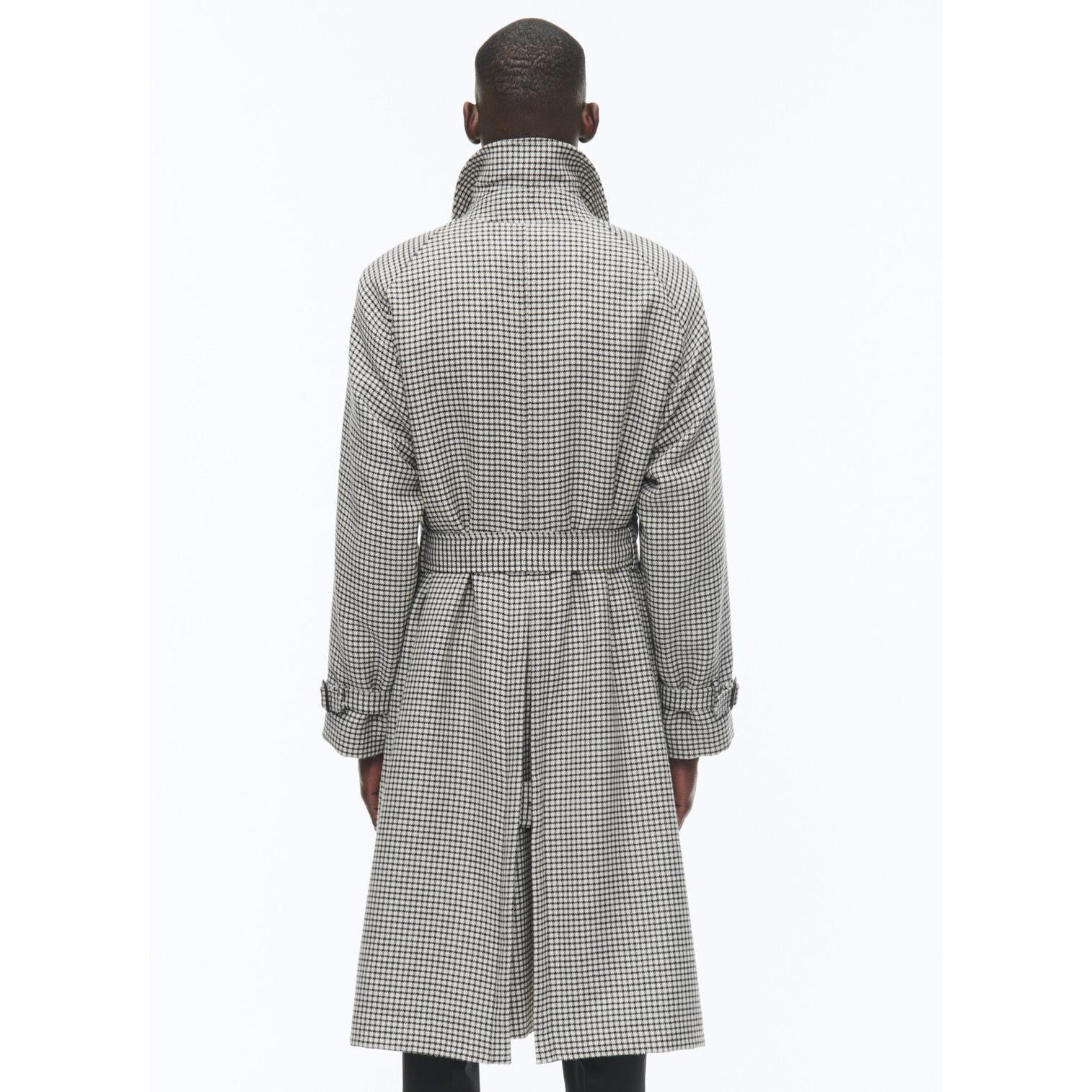 Fursac - Manteau Long À Ceinture En Laine - Noir Et Blanc